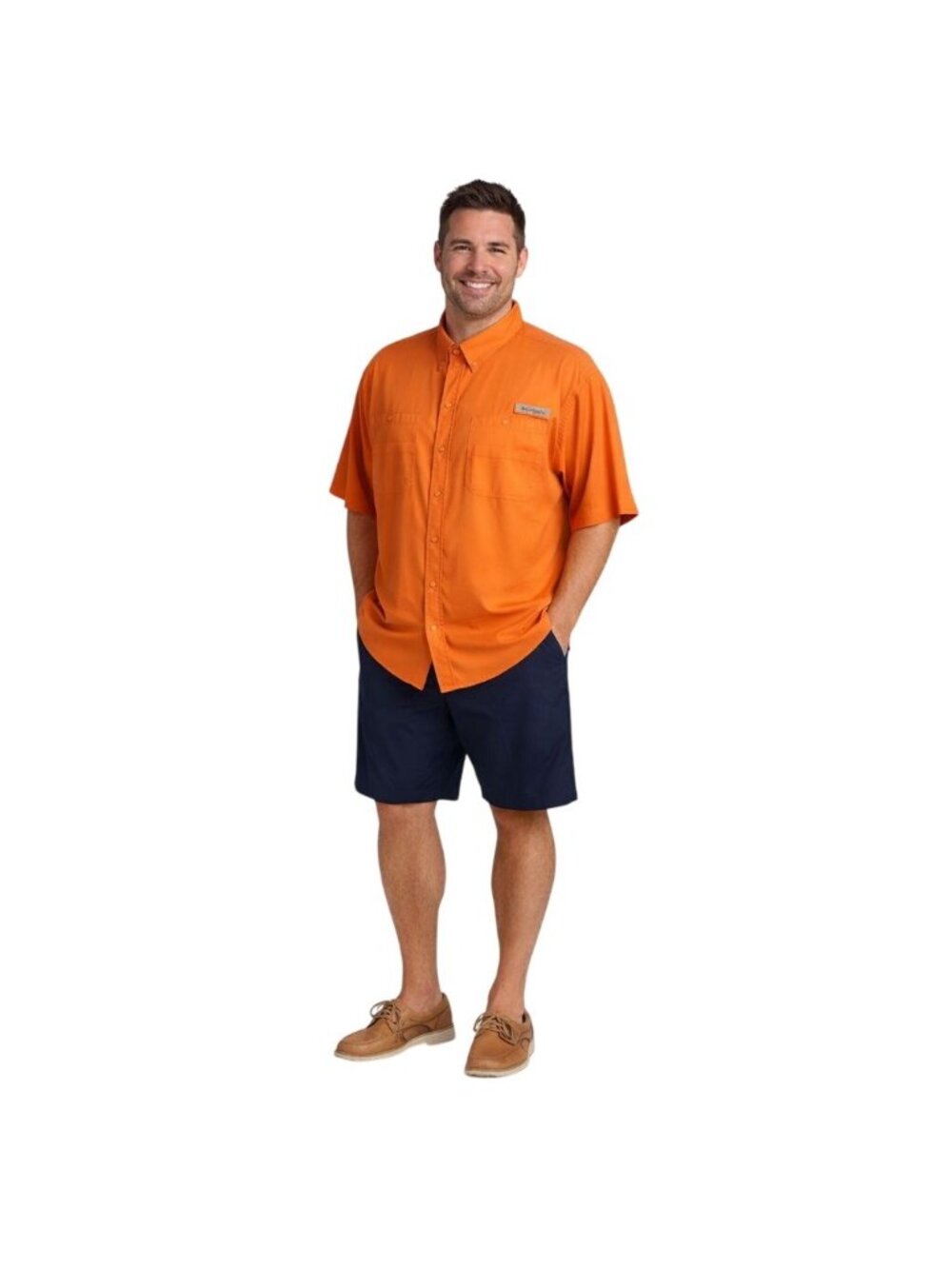 NWOT 2/$30 Columbia XXL PFG Bahama II Fishing Shirt Orange Short Sleeve
